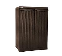 GrecoShop Armadio Basso in Resina Polyrattan-line Wengè