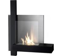 GrecoShop Caminetto Camino a Bioetanolo da Parete, Senza Fumo, Bruciatore in Acciaio da 1,5 l, Durata Fiamma 3,5 ore, Colore Nero con Vetro Termico Temperato Mod. Painting Fire