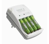 GrecoShop Caricabatterie universale + 4 batterie ricaricabili AA 1.2 - 9V