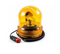 GrecoShop Lampada Rotante 12V Magnetica con Presa Accendisigari, Faro Lampeggiante Arancione per Auto e Mezzi da Lavoro, Base Magnetica Potente, Cavo a Spirale, Segnalazione di Sicurezza