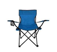 GrecoShop Sedia Pieghevole da Campeggio e Giardino con Braccioli - Richiudibile, Leggera e Resistente - Ideale per Esterno, Spiaggia, Pesca, Terrazzo e Balcone - Blu - Con borsa trasporto inclusa