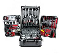 GrecoShop SET CASSETTA ATTREZZI CHIAVI A TROLLEY COMPLETA DI 186 PEZZI PROFESSIONAL