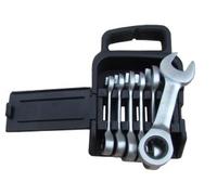 GrecoShop Set di 7 Chiavi Combinate Corte a Cricchetto in Raccoglitore di Plastica
