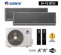 GREE Climatizzatore inverter AIRY BLACK dual split Wi-Fi 9+12 (U.E.14) R32 class