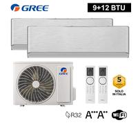 GREE Climatizzatore inverter AIRY SILVER dual split Wi-Fi 9+12 (U.E.14) R32 clas