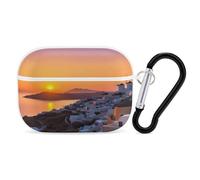 Greece Island Sunset Landscape Earbuds Organizer antiurto protettiva Airpods Pro Cover con moschettone clip anti caduta custodia per auricolari per Airpods Pro 2a generazione bianco