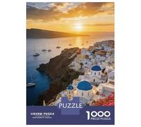 Greece Puzzle 1000 Pezzi Carta Spessa Dettagliato Per Adultidifficil Sfida Santorini Greece Decorativi Per Casa Idea Regalo 38x26cm/1000pcs