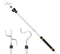 Greeily Gancio appendiabiti telescopico ad alta portata regolabile da 94 cm a 160 cm, per appendere vestiti, piante, mangiatoie per uccelli, palo luminoso natalizio, in acciaio inox, con 2 ganci