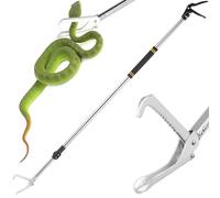 Greeily Pinza a serpente, 175 cm, per serpenti a sonagli e rettili, gancio resistente e realizzato in acciaio inox, manico in spugna con ganascia larga, colore nero