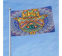 Gr vil Eye Hamsa Hand Mandala Bandiera Resistente Alle Intemperie Bandiera Da Giardino Con 2 Occhielli Flag Per Interno Casa Prato 3X5Ft