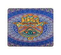 Gr vil Eye Hamsa Hand Mandala-/ Tappetino Mouse Antiscivolo Mousepad Bordo Cucito Tappetini per Il Mouse per Computer Lavoro Ufficio 25X30Cm