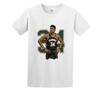 Greek Freak Giannis Antetokounmpo Bucks Casual Round Neck T Shirt White S