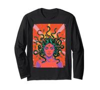 Greek Mythology Medusa Orange Feminist Graphic Maglia a Manica