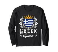 Greek Queen Greece Flag Proud Greek Woman Maglia a Manica