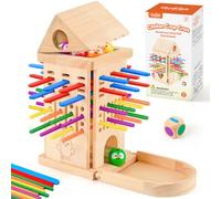 Greek Science Gioco di Equilibrio in Legno con Bastoncini per Bambini 3-8 | Gioco di famiglia in legno a tema pollo, Gioco Montessori, Causa-Effetto, Motricità Fine STEM, Stile Pista per Biglie