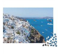 Greek Village Adult Jigsaws 1000 Pezzi Materiale Riciclabile Santorini Puzzles Accessori per Tempo di Gioco Familiare Perfect per Family And Friends Birthdays 70x50cm/1000pcs