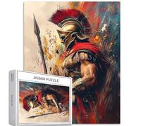 Greek Warrior - Puzzle da 1000 pezzi per adulti a mano con lancia, puzzle colorati fai da te per la decorazione della casa, regali, puzzle per famiglia, perfetto per serate di gioco, 50 x 70 cm