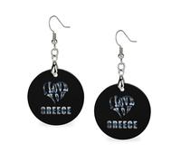 Greeks Love Grecia, orecchini in legno da donna, rotondi, pendenti pendenti, gioielli alla moda, 3,0 x 6,1 cm