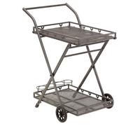 Greemotion Carrello da Cucina Toulouse Grigio Ferro con Vassoio Rimovibile, Carrello con 4 portabottiglie, in Acciaio Rivestito in plastica, Resistente alle intemperie e Facile da Pulire