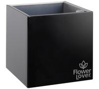 greemotion Flower Lover - Vaso Cubico 9X9X9 Cm, da Interno Ed Esterno con Sistema D'Irrigazione, Colore: Nero Lucido