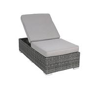 Greemotion Lettino Prendisole in polyrattan con Schienale Regolabile Bari, Lettino da Esterno con Cuscino, ca. 140,5 x 35/45 x 71 cm, Antracite