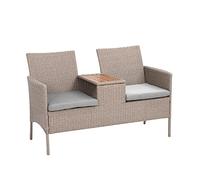 greemotion Panchina da Esterno a 2 posti in polyrattan con tavolino Paris, divanetto con tavolino Giardino polyrattan, ca. 144 x 87 x 65 cm, Marrone