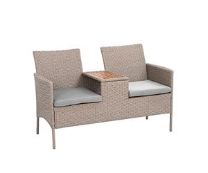greemotion Panchina da Esterno a 2 posti in polyrattan con tavolino Paris, divanetto con tavolino Giardino polyrattan, ca. 144 x 87 x 65 cm, Marrone