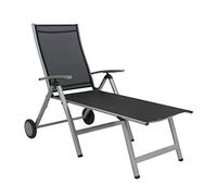 Greemotion Sdraio da Giardino Pieghevole XXL Monza - Lettino da Esterno in Alluminio con Ruote - Sedia a Sdraio reclinabile a 8 Livelli, 152 x 77 x 118 cm