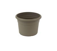 Greemotion Vaso fiori rotondo in plastica con fori Fiona, fioriera, volume ca. 8 l, ca. Ø 30 cm x altezza ca. 21,5 cm, grigio talpa