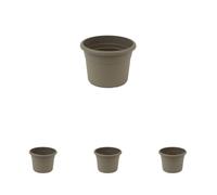 greemotion Vaso Fiori Rotondo in Plastica con Fori Fiona, Vaso Balcone, fioriera Diametro 15 cm, Altezza 10,6 cm, 1 litro, Grigio Talpa (Confezione da 4)
