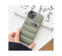 (Green, 14plus Black lens) Winter Down Jacket 3d The Puffer Soft Cloth Phone Case ,3d Cute Shockproof Cover Case For Iphone 12 Promax/ 13 Promax