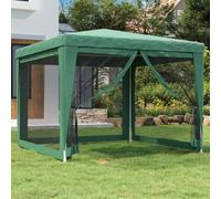 Green 3 x 3 m Party Tent, Heavy Duty HDPE Waterproof Canopy with 4 Mesh Side Walls, UV Resistant Outdoor Gazebo for Patio, Campeggio, Parties, Easy Pop Up Setup
