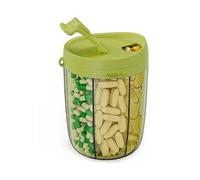 (Green)6 Grids Large Pill Cup Bottle Organizer Supplement Organizer for Holding 7 Various Vitamins Travel P