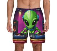 Green Alien - Costume da bagno da uomo, elasticizzato, a compressione, ad asciugatura rapida, traspirante, da spiaggia, bianco, S