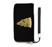 Green Alien Head on A Pizza Slim Wallet per le donne borsa lunga carino pochette da polso borsa porta carte, Stile:, 20x10.5cm