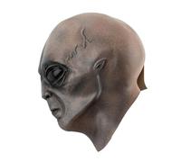 Green Alien - of the Grey from LaTex - Maldella di costume horroween per adulti - anche ideale per carnevale, maschera aliena con testa calva con grandi occhi raccapriccianti alieni et lattice pi