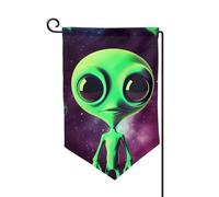 Green Alien1 Bandiere da giardino verticali a doppia faccia bandiera per la casa 30,5 x 45,7 cm primavera estate stagionale cortile banner vacanze fattoria cortile all'aperto bandiera decorazione da