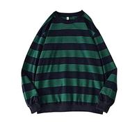 Green And Blue Striped Sweater: Aesthetic Clothes Vintage Oversized Pullover Teenager Girls Abbigliamento Trend Pullover Felpa senza cappuccio Maglione Y2k Fashion a righe a maniche lunghe per donne e