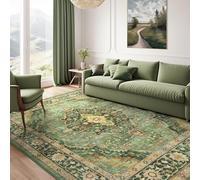 Green Area Rugs Living Room Bedroom Rugs Washable Oriental Vintage Rug Non Slip Rugs Distressed Area Rug for Indoor Use