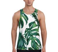 Green Banana Leaves Print - Gilet da allenamento da uomo, ad asciugatura rapida, traspirante, da palestra, spiaggia, sport, abbigliamento casual quotidiano, Nero , L