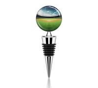 Green Baseball Field Sfondo Tappi di vino per bottiglie di vino Tappo per bottiglia di vino con lega di zinco Tappi per vino riutilizzabili a prova di perdite per feste Mantenere il vino fresco Adatto