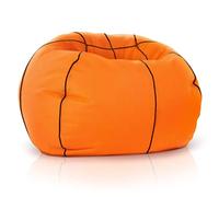 Green Bean© Basketball - Poltrona a sacco già riempita con 300 lt Perle EPS - bambini e adulti 110cm Cuscino gigante per sdraiarsi sedersi Sedia Lounge Poltrona per gaming Rivestimento Lavabile Bianco