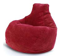 Green Bean© Beanbag con schienale 80x80x90cm - Sedia da gioco con imbottitura 230L in tessuto a coste - Cuscino da pavimento Bean Bag Lounge Stool Relax Poltrona Gamer Gaming Chair Rosso