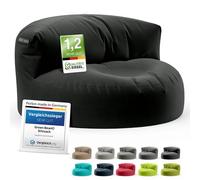 Green Bean Divano a sacco imbottitura | Lounge in design a sacco 90 x 50 cm con schienale ergonomico e rivestimento lavabile | Adatto per interni ed esterni in Nero