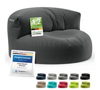 Green Bean Divano a sacco imbottitura | Lounge in design a sacco 90 x 50 cm con schienale ergonomico e rivestimento lavabile | Adatto per interni ed esterni in Grigio scuro