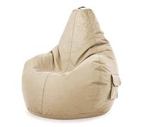 Green Bean© Poltrona a Sacco con Schienale 80x70x90cm - Sedia Gaming 230 Litri di Imbottitura Accogliente, Morbida, e Lavabile - Cuscino Pavimento Pouf Sgabello Poltrona da Gioco Relax Beige