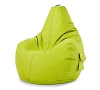 Green Bean© Poltrona a Sacco con Schienale 80x70x90cm - Sedia Gaming 230 Litri di Imbottitura Accogliente, Morbida, e Lavabile - Cuscino Pavimento Pouf Sgabello Poltrona da Gioco Relax Verde Chiaro