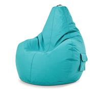 Green Bean© Poltrona a sacco con schienale 80x70x90cm - Sedia Gaming 230 litri di imbottitura accogliente, morbida, e lavabile - Cuscino pavimento Pouf Sgabello Poltrona da gioco Relax Acquamarina