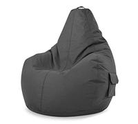 Green Bean© Poltrona a sacco con schienale 80x70x90cm - Sedia Gaming 230 litri di imbottitura accogliente, morbida, e lavabile - Cuscino pavimento Pouf Sgabello Poltrona da gioco Relaxl Antracite