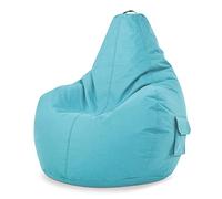 Green Bean© Poltrona a sacco con schienale 80x70x90cm - Sedia Gaming 230 litri di imbottitura accogliente, morbida, e lavabile - Cuscino pavimento Pouf Sgabello Poltrona da gioco Relax Turchese